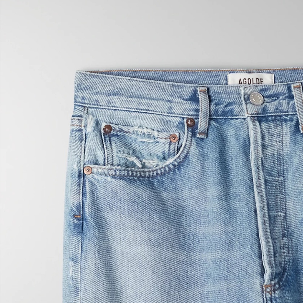 Agolde 90s Mid Rise Light Wash Loose Fit Distressed Jeans size 27